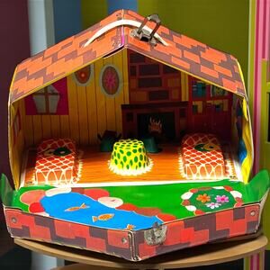 Vintage 1967 Mattel Liddle Kiddles Kabin toy Doll Carry Case Alco orange roof